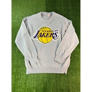 Los Angeles Lakers Ultra Game Gray Knit Sweater Logo NBA Basketball Apparel Sz M